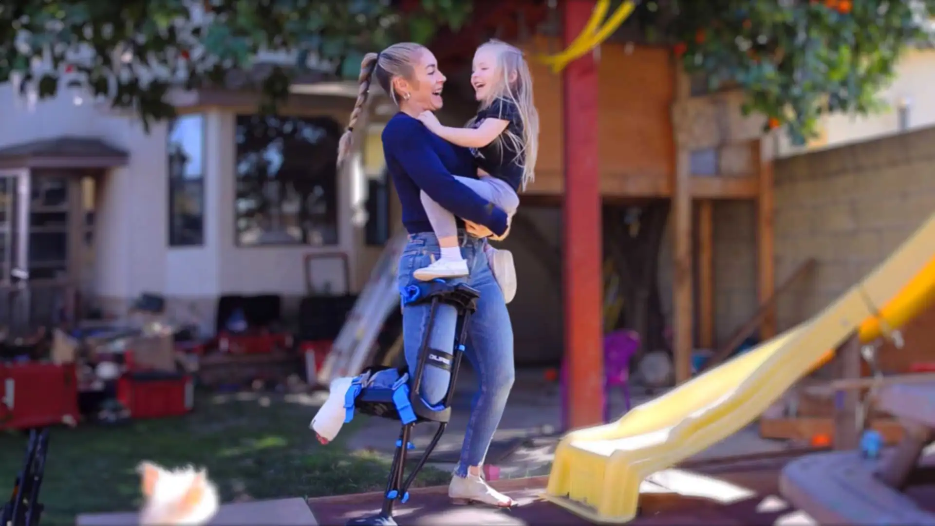 Mom using iWALK with child