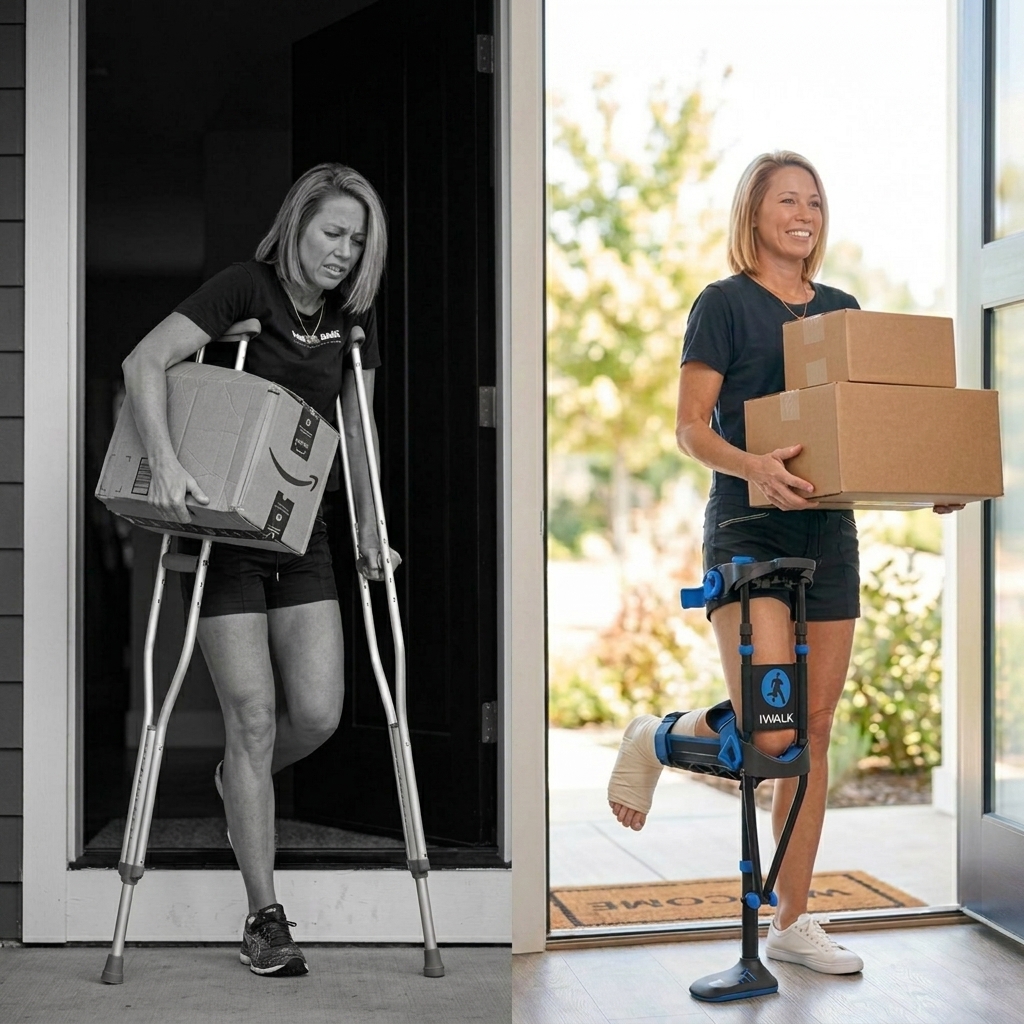 Woman with iWALK carrying boxes